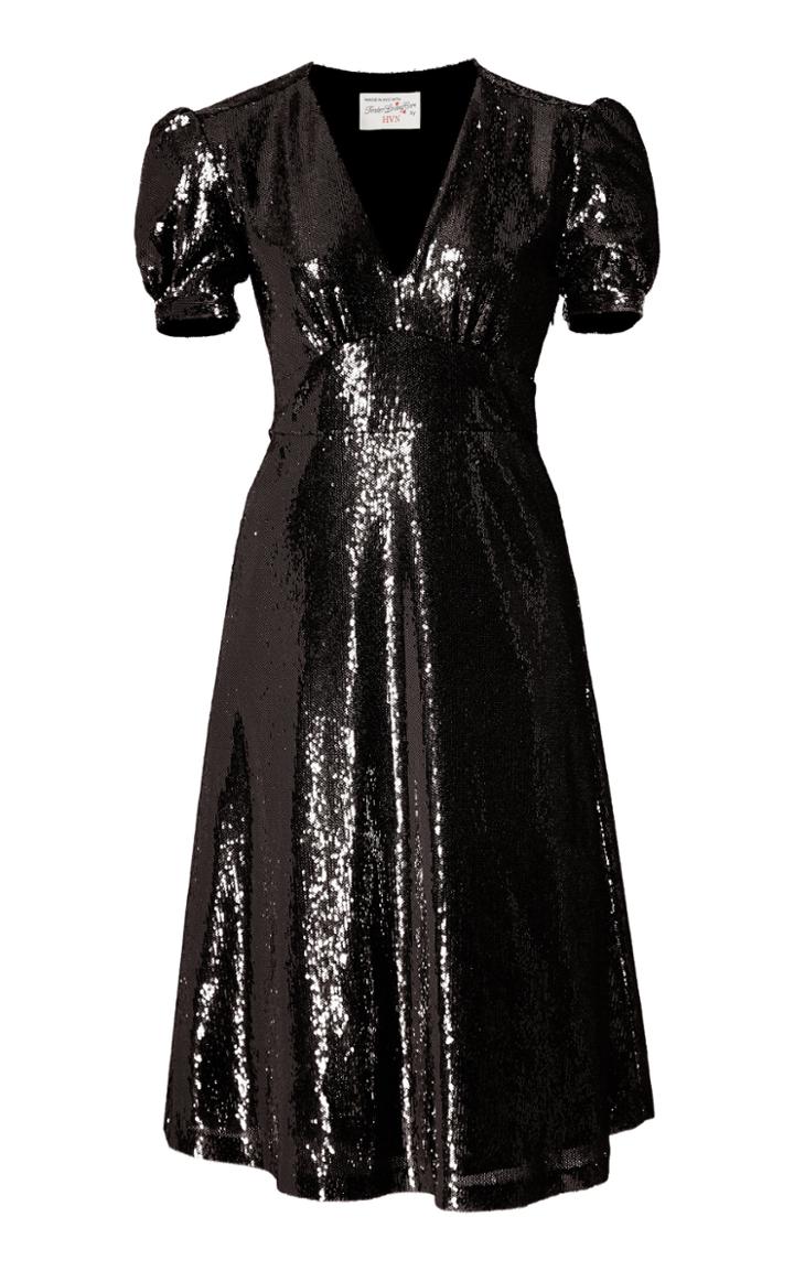 Hvn Paula V-neck Sequined Dress
