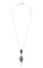 Mindi Mond Geometric Onyx And Diamond Pendant With Dangling Pear