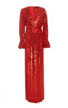 Jenny Packham Niari Long Sleeve Sequin Gown