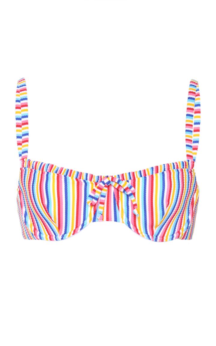 Onia Marilyn Striped Ribbed Bikini Top