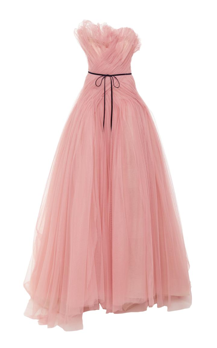 Monique Lhuillier Asymmetric Ruched Ball Gown
