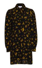 Ganni Floral-printed Crepe De Chine Mini Dress