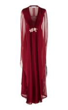Luisa Beccaria M'o Exclusive Chiffon Caftan With Floral Applique