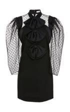 Givenchy Bow-embellished Tulle-paneled Wool-crepe Mini Dress