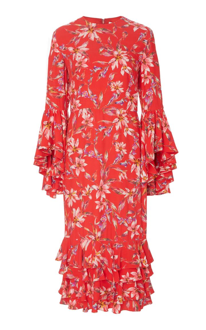 Amur Alexia Printed Crepe Midi Dress