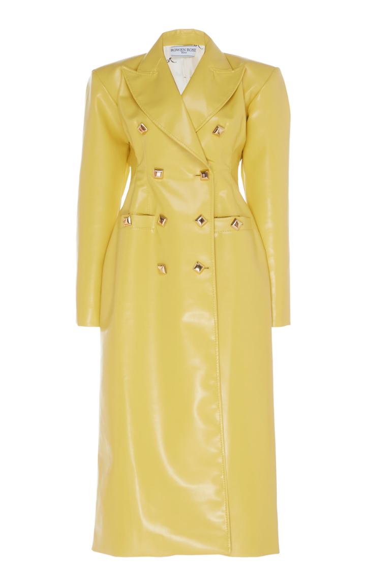 Rowen Rose Ecopelle Double-breasted Vinyl Coat