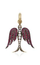Sylva & Cie Angel Bird Pendant With Gemfields Rubies And White Diamonds