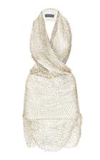 Mach & Mach White Velvet Crystalized Ocane Dress With Open Back