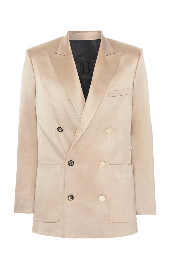 Moda Operandi Balmain Double Breasted Silk Blazer