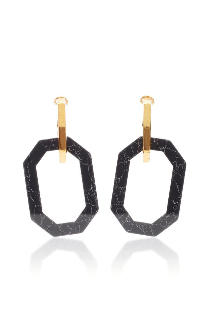 Oscar De La Renta Gold-tone And Onyx Earrings