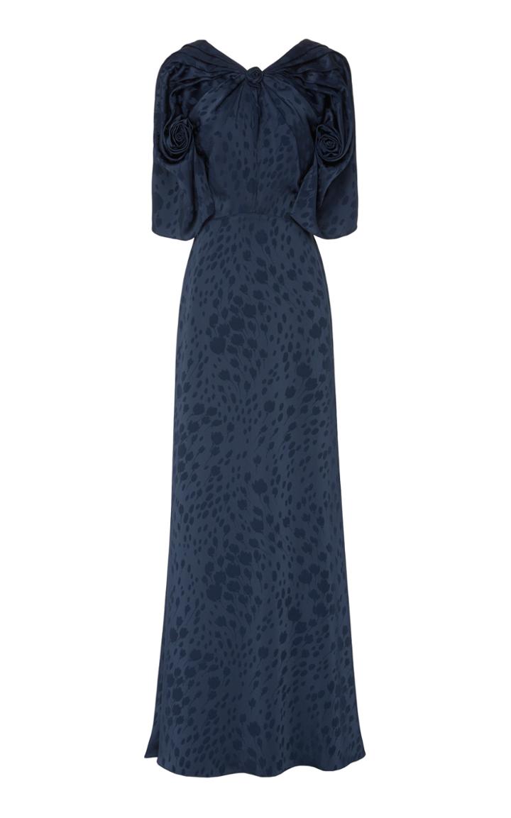 Zac Posen Novelty Satin Back Printed Crepe Gown