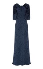Zac Posen Novelty Satin Back Printed Crepe Gown