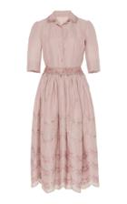 Luisa Beccaria Embroidered Broadcloth Shirt Dress