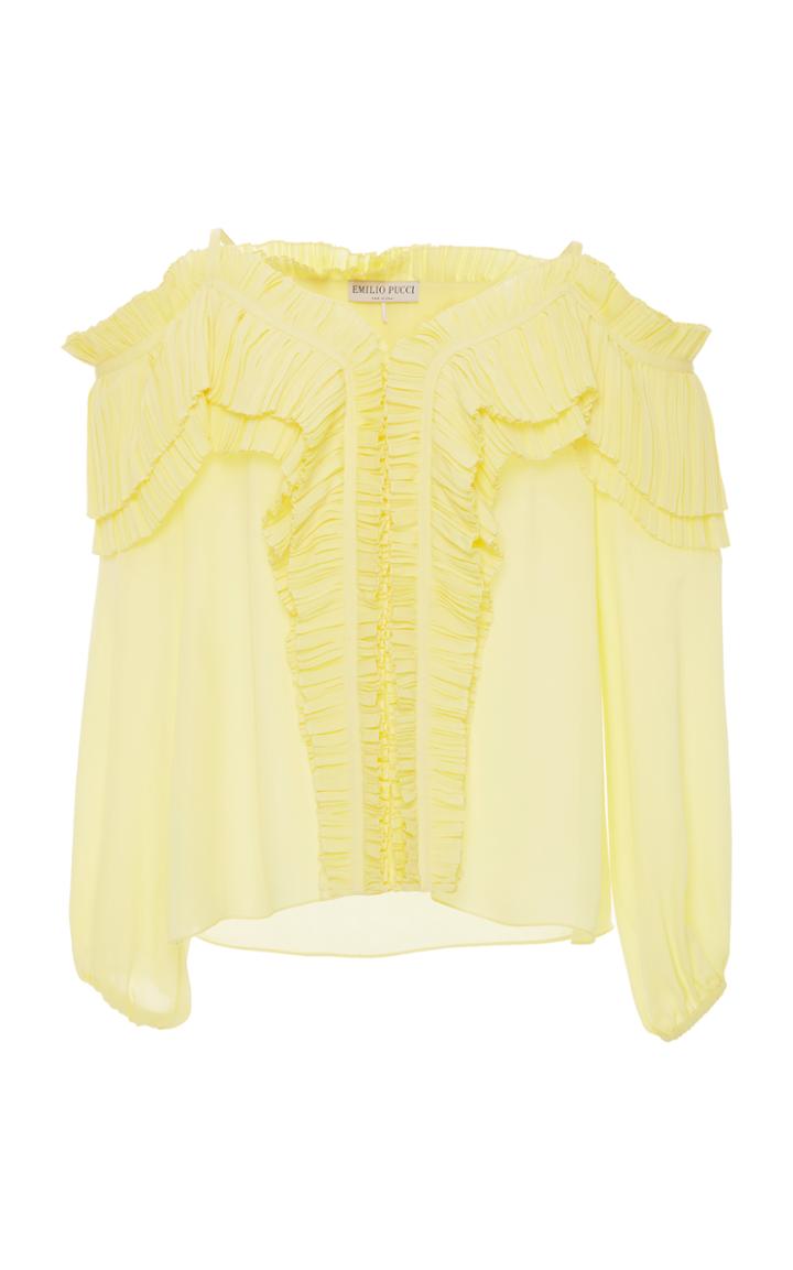Emilio Pucci Cold Shoulder Ruffle Top