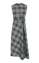 Cdric Charlier Plaid Draped Crepe Dress