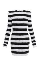 Moda Operandi Balmain Button-detailed Striped Tweed Mini Dress Size: 36