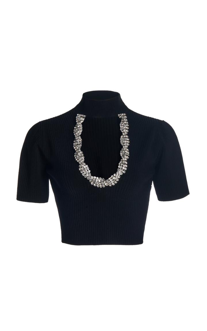 Moda Operandi Area Crystal-trimmed Cutout Crop Top