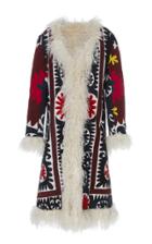 Zazi Vintage Printed Fur Trim Suzani Vintage Coat