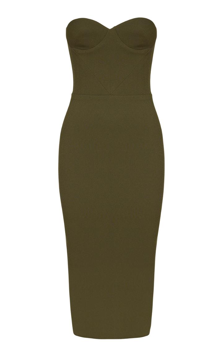 Alex Perry Kye Strapless Sweetheart Neck Crepe Midi Dress