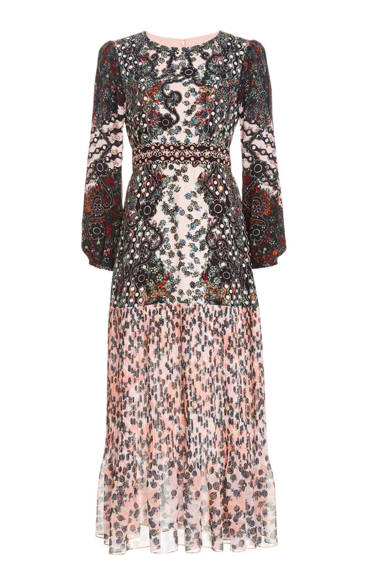 Moda Operandi Saloni Vera-d Printed Silk Dress