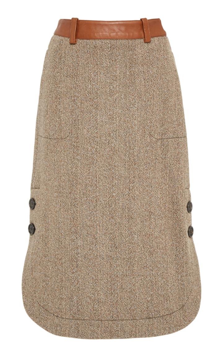 Wales Bonner Curved Hem Wool-blend Midi Skirt