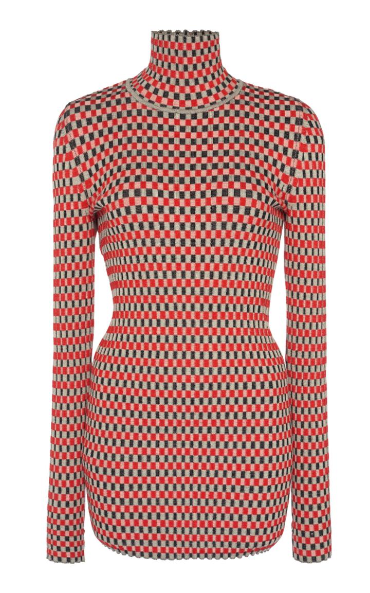 Paco Rabanne Printed Long Sleeve Cotton Turtleneck
