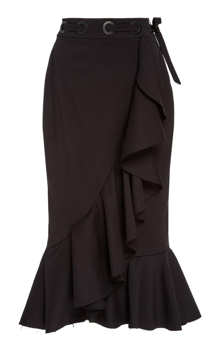 Johanna Ortiz Sophisticated Belted Trumpet Midi Skirt