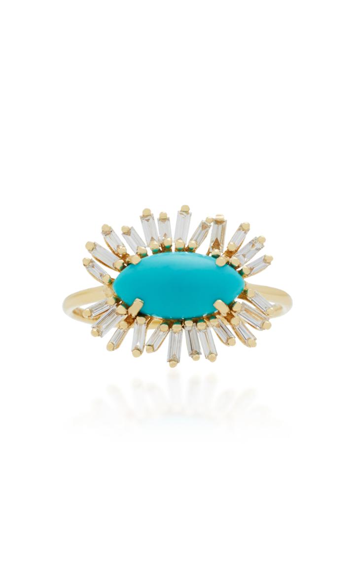 Suzanne Kalan 18k Gold Turquoise And Diamond Ring