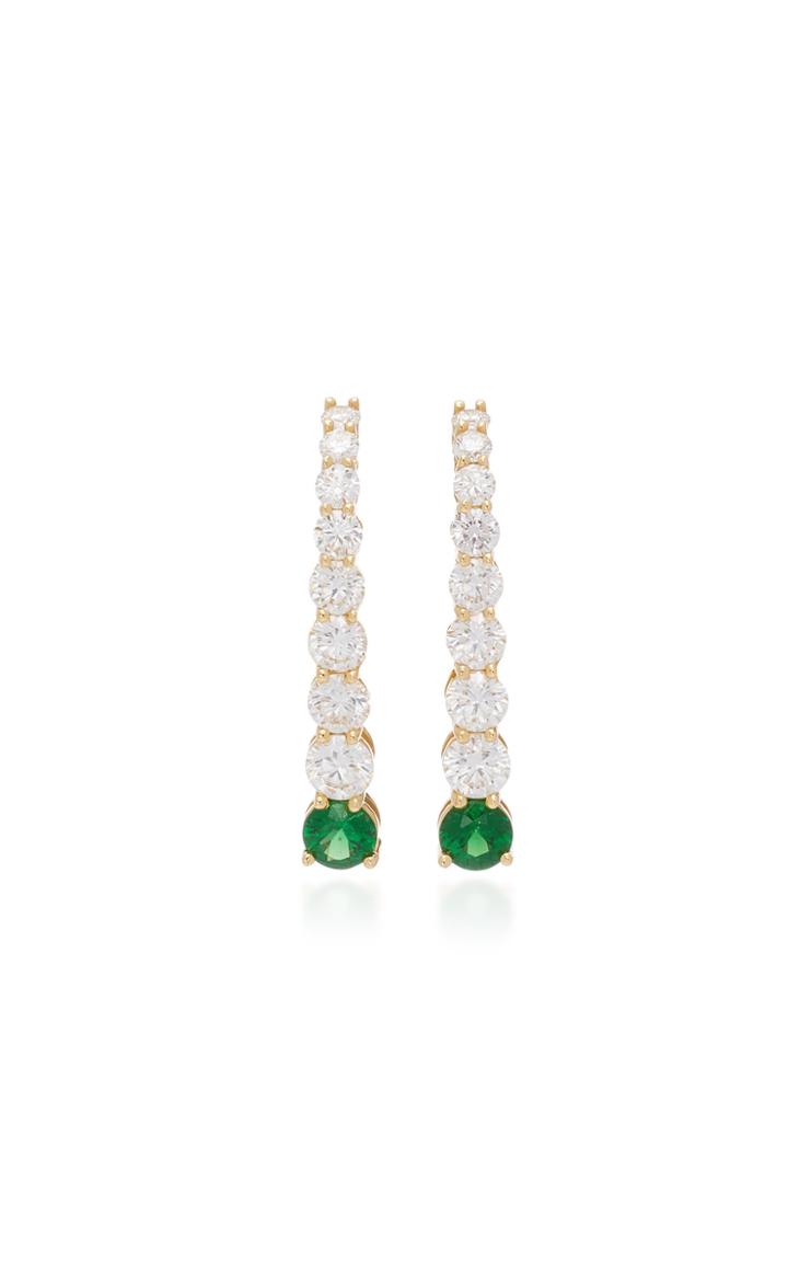 Melissa Kaye Aria 18k Gold Diamond And Tsavorite Garnet Earrings