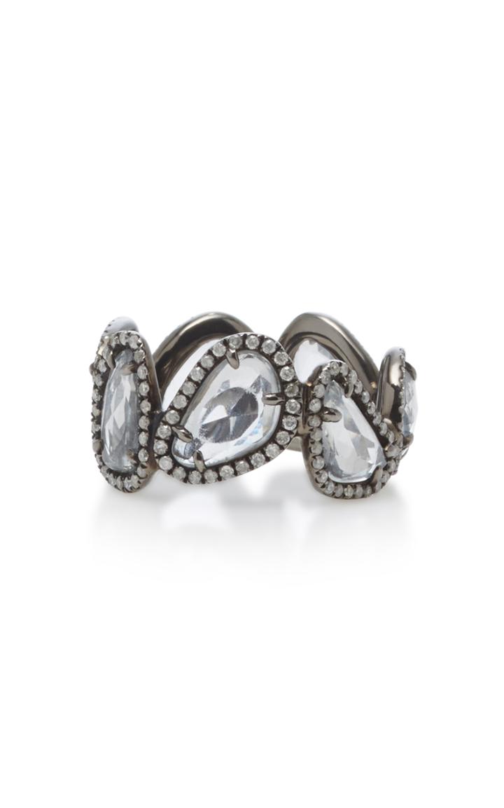 Nina Runsdorf 18k White Gold White Sapphire And Diamond Eternity Band Ring