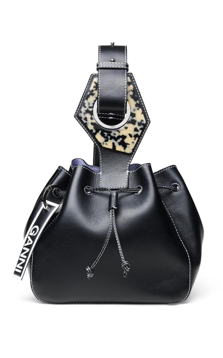 Ganni M'o Exclusive Leather Bucket Handbag