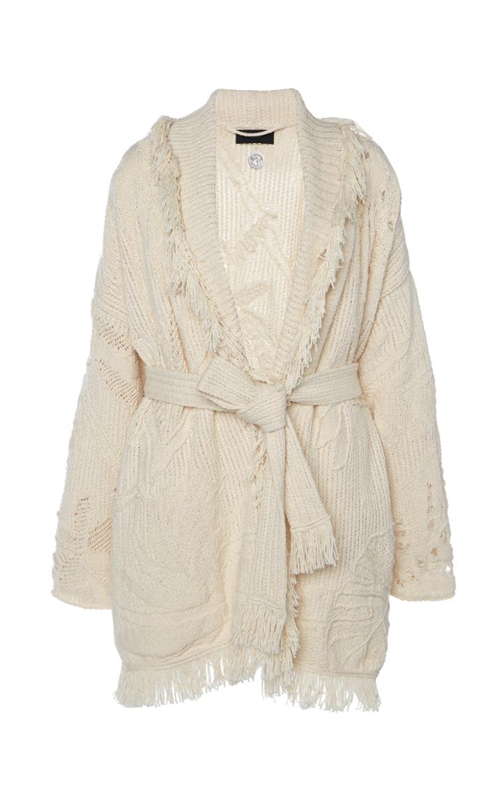 Alanui Ungle Embroidered Stitches Cotton Cardigan