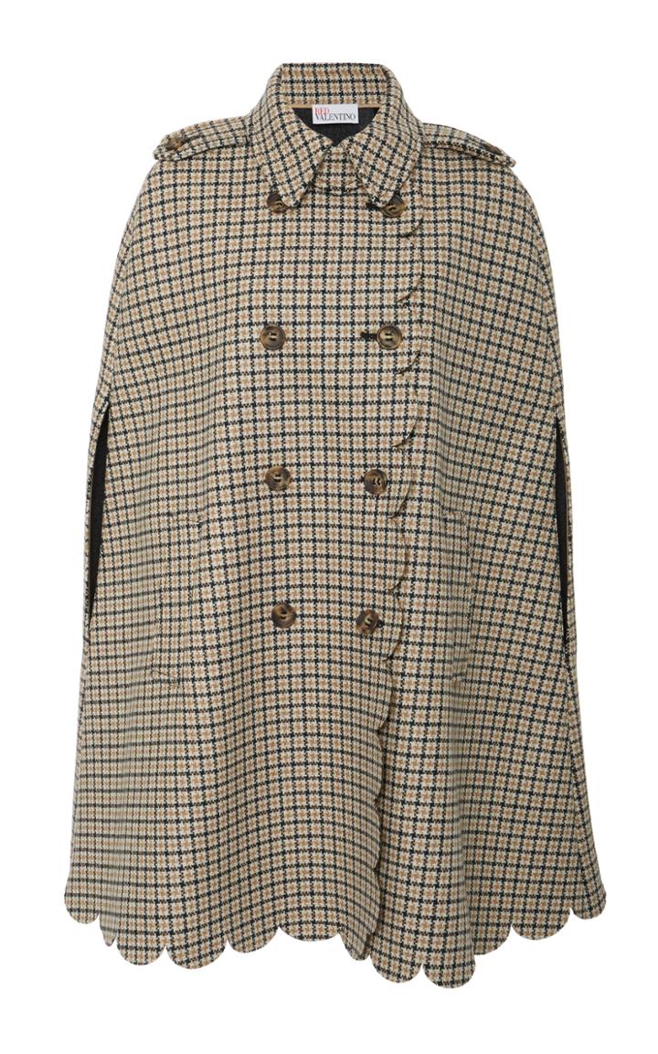 Red Valentino Scallop Double Breasted Cape