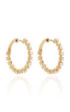 Marlo Laz Full Circle 14k Gold Diamond And Pearl Earrings