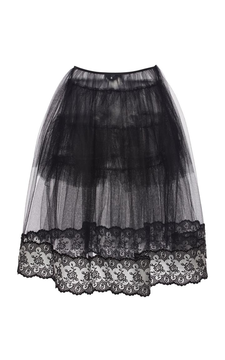 Simone Rocha Lace-trimmed Organza Midi Skirt