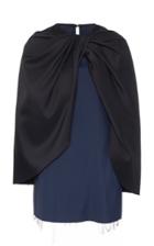 Marina Moscone Ruched Cape-effect Satin Top