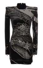 Balmain Dragon Print Velvet Dress