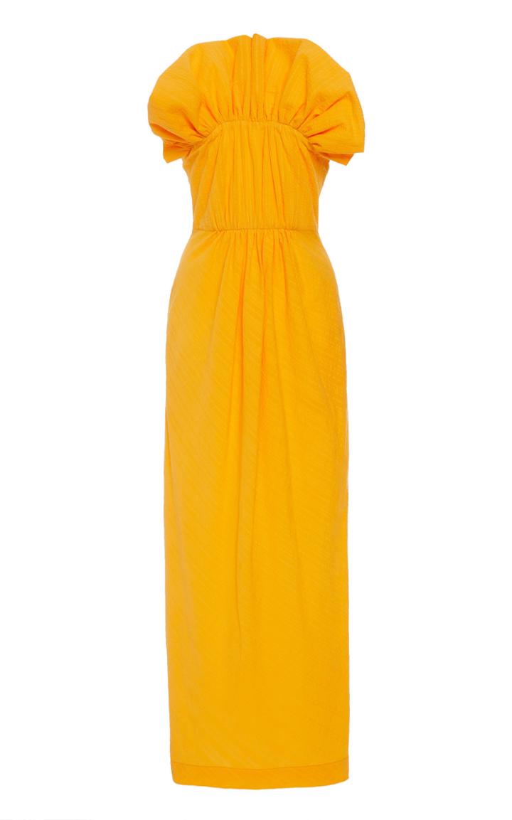 Moda Operandi Mara Hoffman Clareta Ruffled Cotton Strapless Gown Size: 00