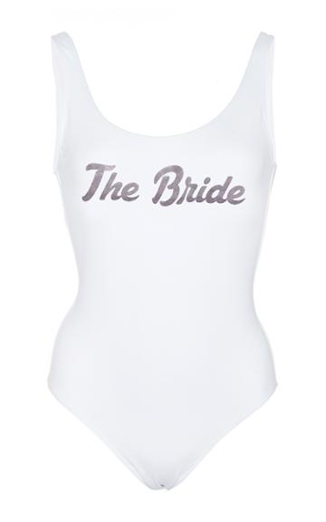 Bruna Malucelli M'o Exclusive Bay My Name Bridesmaid One Piece In White With Silver Text