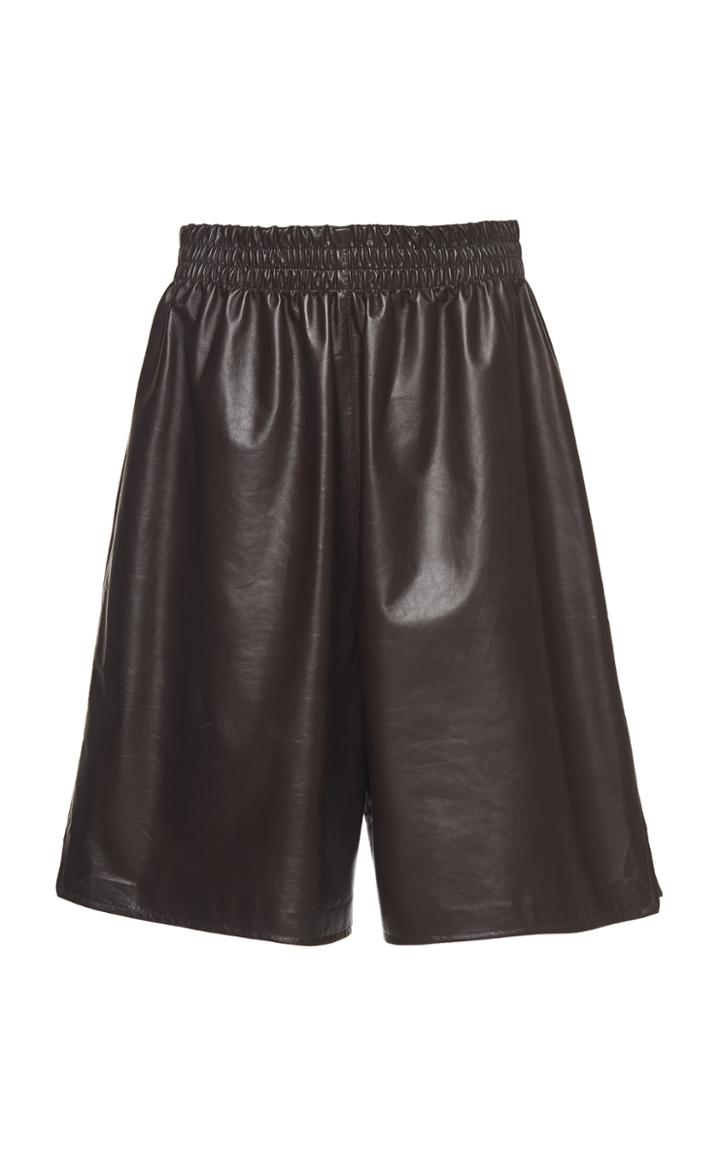 Bottega Veneta Long Leather Shorts