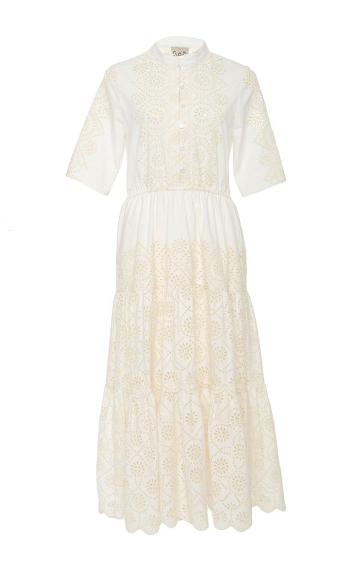 Sea Dasha Eyelet Tiered Midi Dress