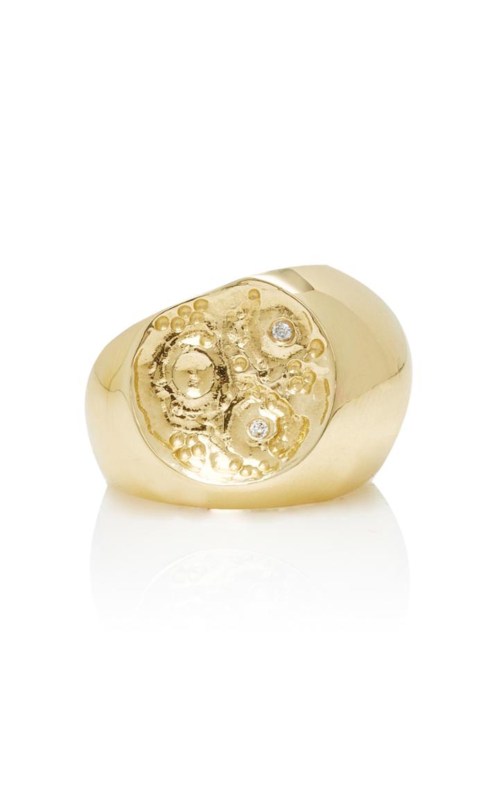 Wasson Crater Disk 14k Gold And Diamond Ring