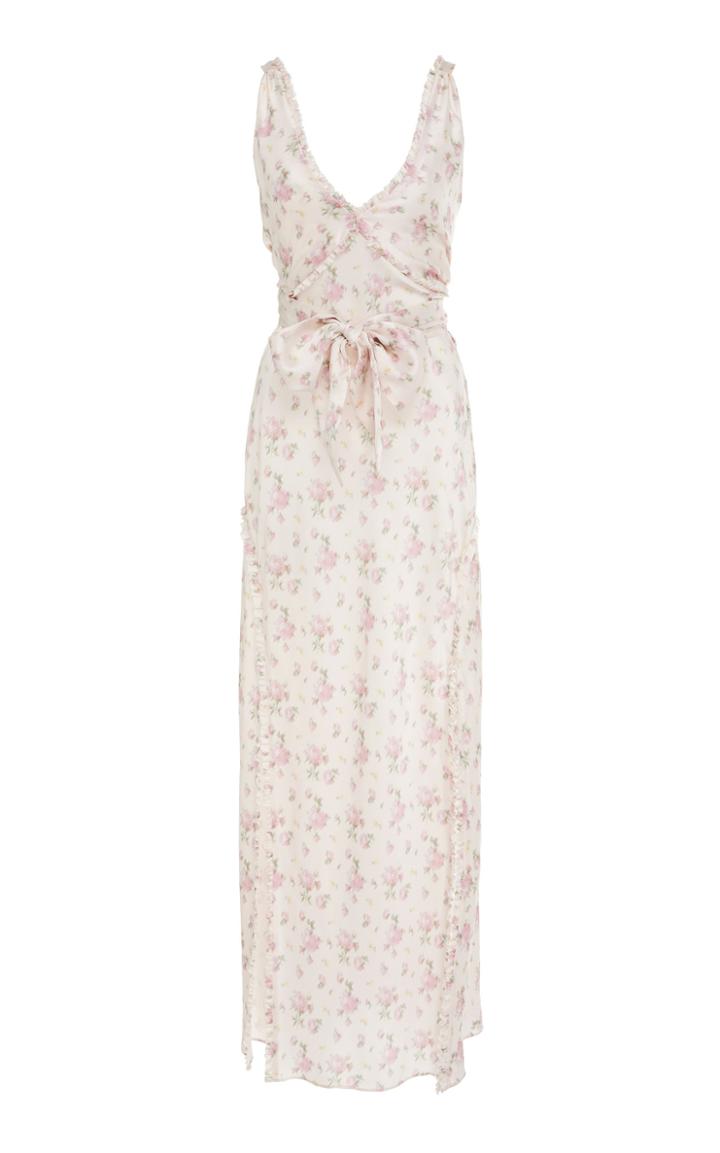 Loveshackfancy Kendall Bow-tie Detailed Floral-print Silk Dress Size: