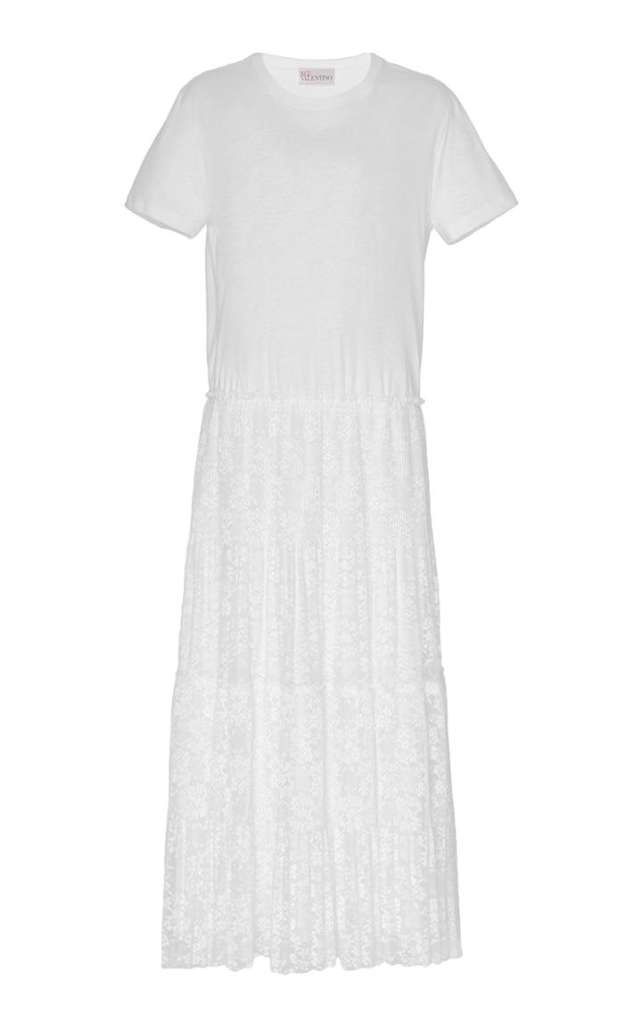 Moda Operandi Red Valentino Lace And Cotton Tee Maxi Dress Size: Xs