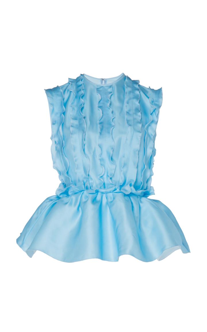 Moda Operandi Huishan Zhang Diana Ruffle Satin Peplum Blouse Size: 6