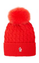 Moncler Grenoble Fur-trimmed Cable-knit Wool Beanie