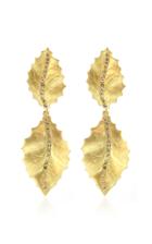 Lfrank Double Holly Leaf 18k Yellow Gold Diamond Earrings