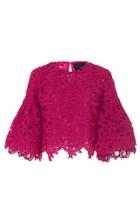 Costarellos Guipure Lace Bell Sleeve Top