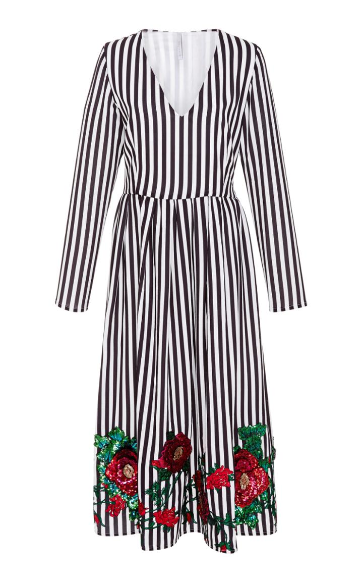 Alcoolique Eveline V Neck Stripe Dress