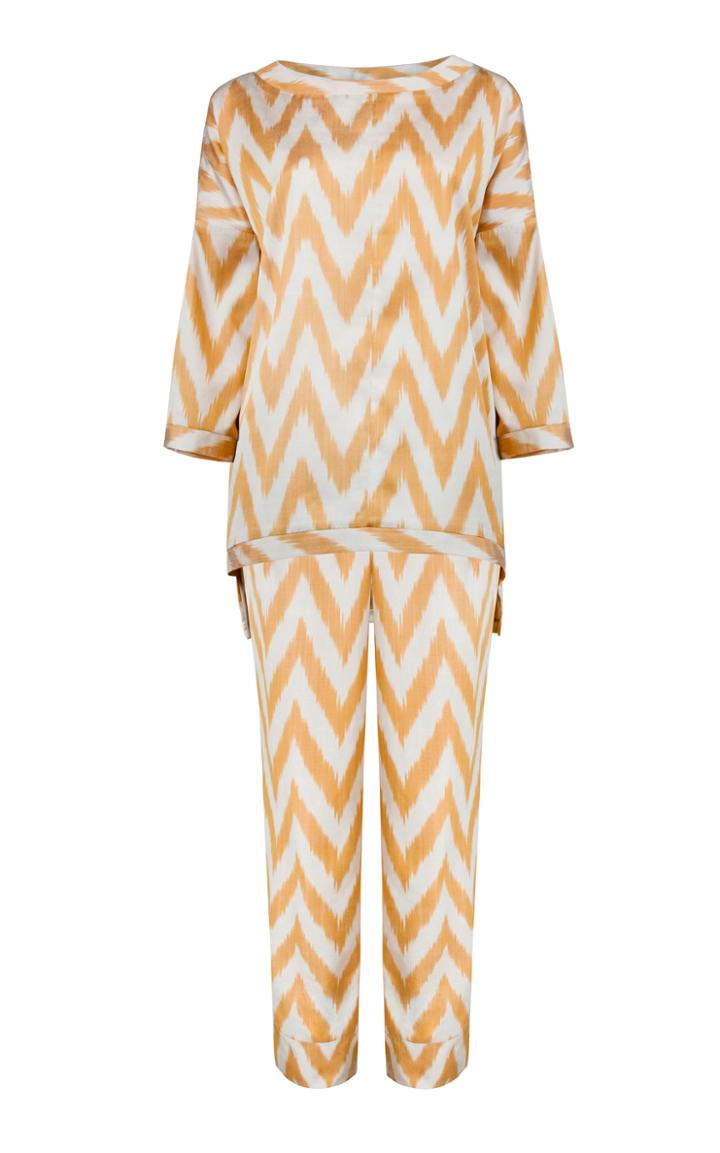 Izba Rouge Chevron Silk Pullover Lounge Set